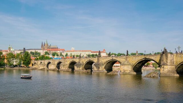 Scenic view of the charles bridge over vltava river in prague, czech republic