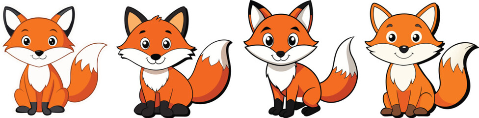 Playful Fox Sticker Pack  Fun Cartoon Big Tail Character Collection