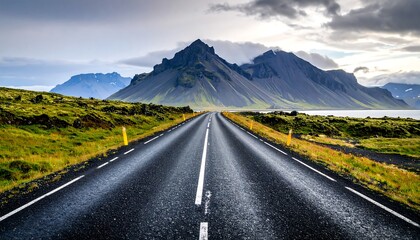 Naklejka premium Scenic highway leading to mountains