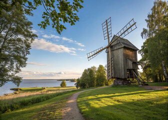 Obraz premium Beautiful old windmills in the vastness