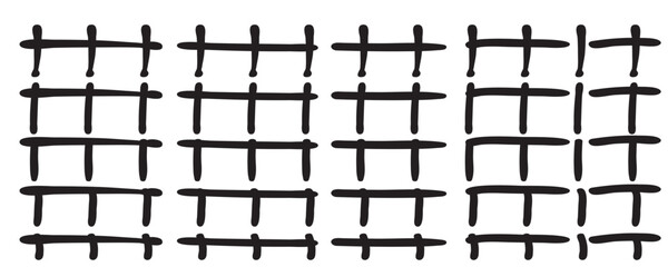 Hand drawn grid vector pattern. Check line background, stripe texture