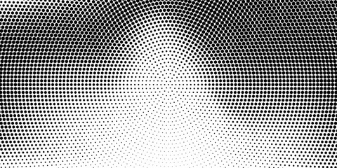Halftone radial dotted background. Square dots comic gradient texture. Concentric fading gradation wallpaper. Black white rough grit overlay. Grunge gritty circular pop art cartoon backdrop. Vector