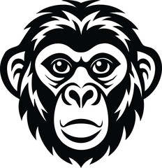 Fototapeta premium Stylized Black and White Monkey Face Logo Design with Tribal Elements