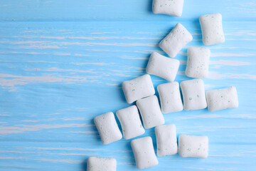 mint chewing gum and mint on the table. Fresh breath, oral care 
