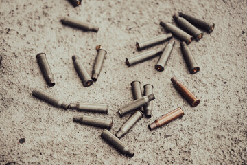 Used ammunition on the ground