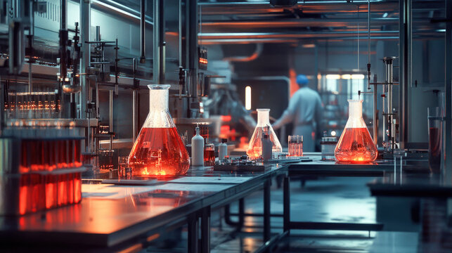 A laboratory setting with researchers working with phenol solutions