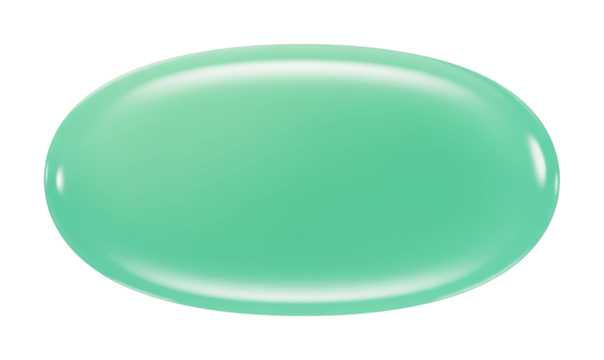 Vibrant green oval object studio setting minimalist environment abstract concept isolated on transparent background