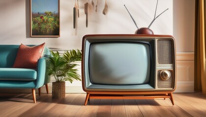 retro tv in a living room