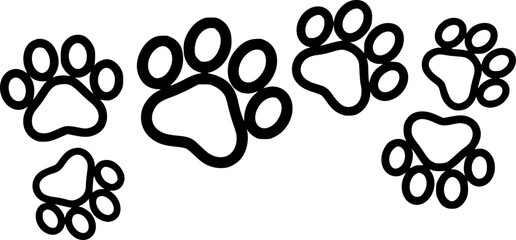 animal footprints on transparent background, cat path, isolated simple flat style
