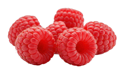 Fresh raspberries displayed on food natural light for culinary inspiration isolated on transparent background