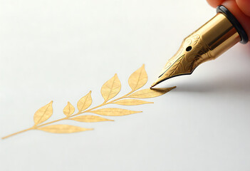 Notary public signature and fountain pen, close up view