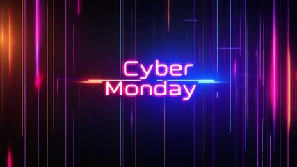 Bright neon lights highlighting cyber monday sale with vibrant lines and digital glow concept - Powered by Adobe