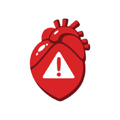 Cardiac Alert Red Heart with Exclamation Point Symbolizing Cardiovascular Health Issues