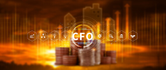 CFO, CFO digital technology concept. Internet, business and finance, strategy office work. Technology and network concept.