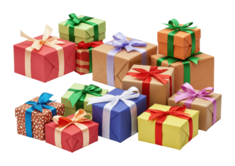 Festive gift presentation holiday celebration indoor setting colors and textures isolated on transparent background