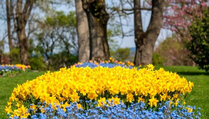 Colorful flower bed in a park