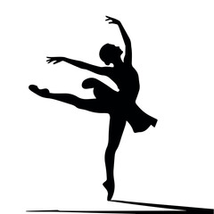 Ballet dancer silhouette vector art design for dance studio performance and ballerina icon graphic