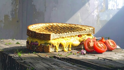 Grilled cheese sandwich with tomato slices