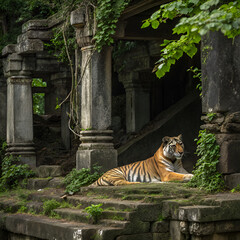 siberian tiger in the zoo