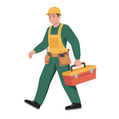 Professional handyman worker with toolbox vector illustration for repair service and maintenance