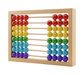 Engaging abacus educational tool classroom learning resource structured environment top-down math concept isolated on transparent background