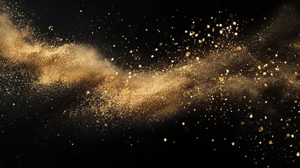 Elegant gold dust sprinkled on a dark canvas with ample space for text or design elements