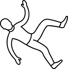 Minimalist Falling Person Line Drawing Vector with Extended Limbs in Black and White