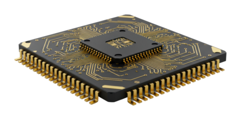 Innovative microprocessor high-tech lab electronics indoor technology advancements isolated on transparent background