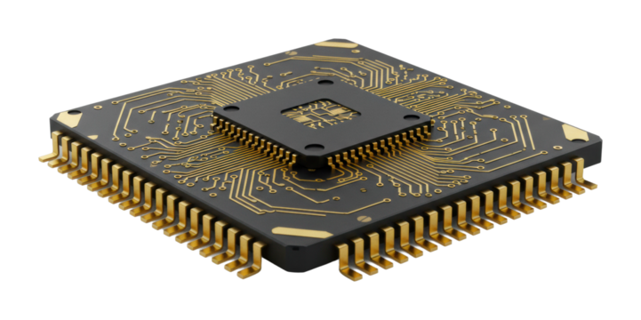 Innovative microprocessor high-tech lab electronics indoor technology advancements isolated on transparent background