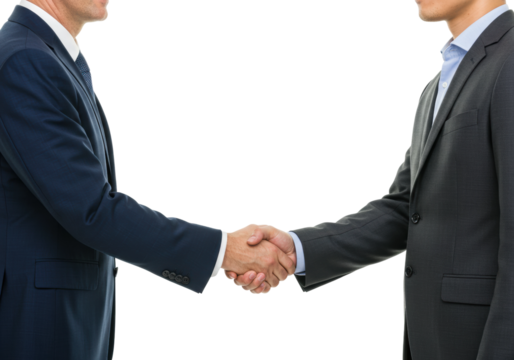 Business negotiation handshake office setting professional interaction corporate environment partnership concept isolated on transparent background