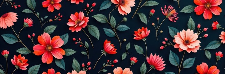 Small scale charcoal floral wallpaper, repeating motif , dark, botanical, background