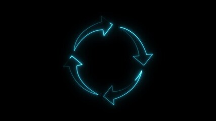 Glowing Neon Diagram Icon Animation – Data Visualization and Process arrow Representation on Black Background, HD Motion Graphic.. - Powered by Adobe