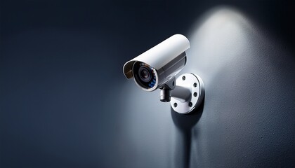 surveillance camera with infrared leds for night vision mounted on wall bracket for security