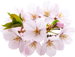 Cut-Out Cherry Blossom Twig (Sakura) (Transparent Background)