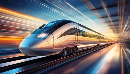 Fototapeta premium captivating high speed train in motion showcasing sleek design and advanced propulsion technology blurred background