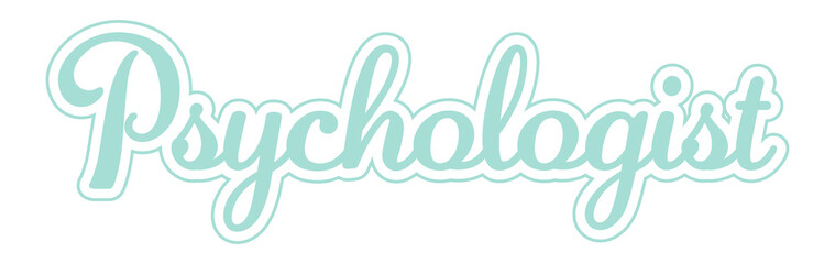 Psychologist text colorful calligraphy banner on transparent background, mental health awareness lettering design