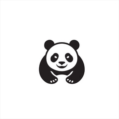 Fototapeta premium Black and white graphic illustration of a cute panda bear animal wildlife