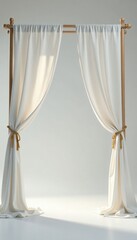 White fabric canopy, draped elegantly over a simple frame , advertising, display