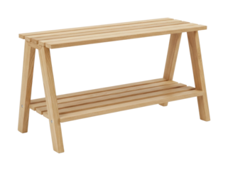 Minimalist wooden shelf display home interior furniture modern side functional decor isolated on transparent background