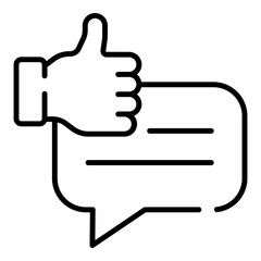 Good review, positive feedback, thumbs up black line icon