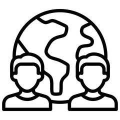 Public Awareness Outline Icon Design Vector - Global community awareness symbol showing unity in facing infectious disease challenges