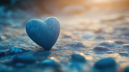 Fototapeta premium A serene image of a heart model placed on a soft surface with natural ighting