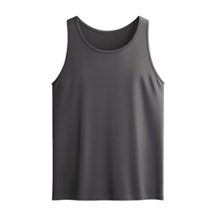 Plain dark gray tank top 3D mockup showcasing a front view for apparel design presentation on white background