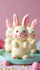 Fototapeta premium Adorable Easter bunny cake pops, pastel colors, spring decor, Easter bunny, cake, pops