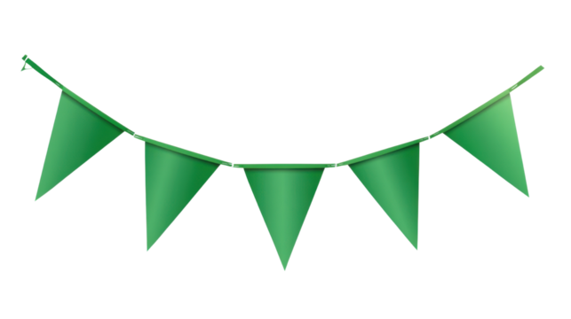 green bunting banner on white background