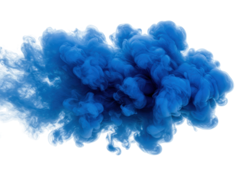 Dynamic blue smoke cloud abstract art studio setting artistic environment visual concept for creativity isolated on transparent background