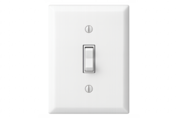 White light switch on transparent background controlling electricity
