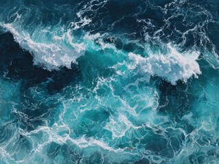 Ocean waves, deep blues and turquoise