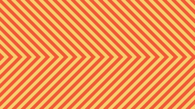 A warm-toned motion graphic showcasing diagonal chevron lines in alternating orange and yellow shades scrolling continuously. The cheerful palette delivers a sunny, creative texture perfect for broadc