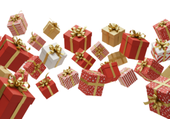 Festive gift exchange celebration indoor setting holiday decorations cheerful atmosphere aerial seasonal joy isolated on transparent background